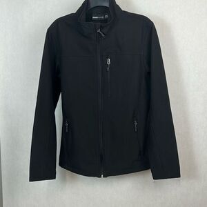Swiss Tech Mens Softshell Jacket Sz Small Black Front Zip Hand Pockets